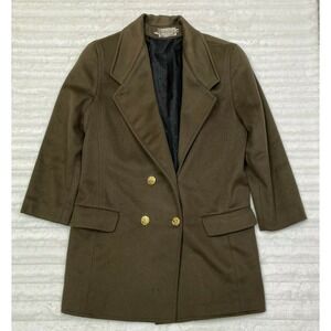 VTG ASHLEY SCOTT Women's Olive Green Wool Blend Long Winter Coat Jacket Medium M